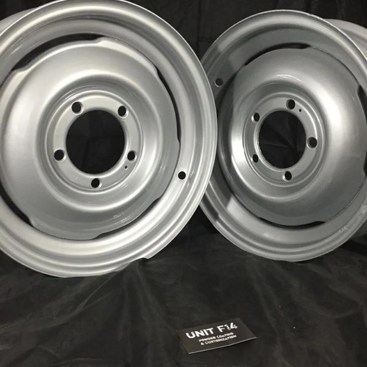 Classic steel wheels in gloss silver.