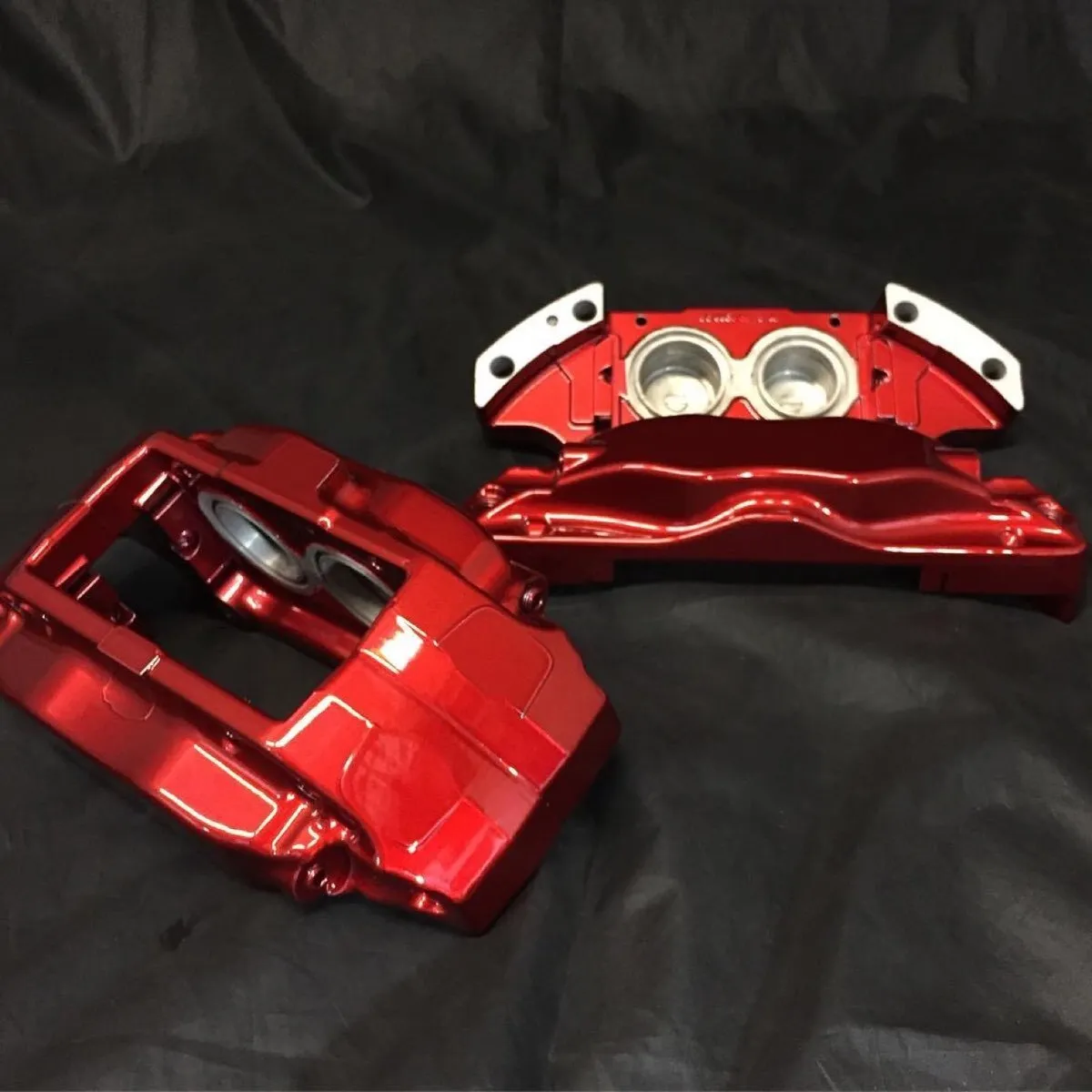 Brembo calipers in gloss red with silver lettering.