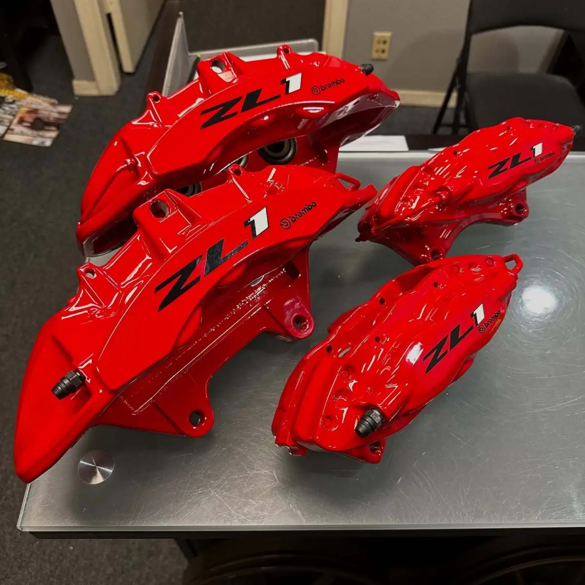 Chevrolet Camaro ZL1 calipers refinished in our popular Bengal Red with High Gloss Clear