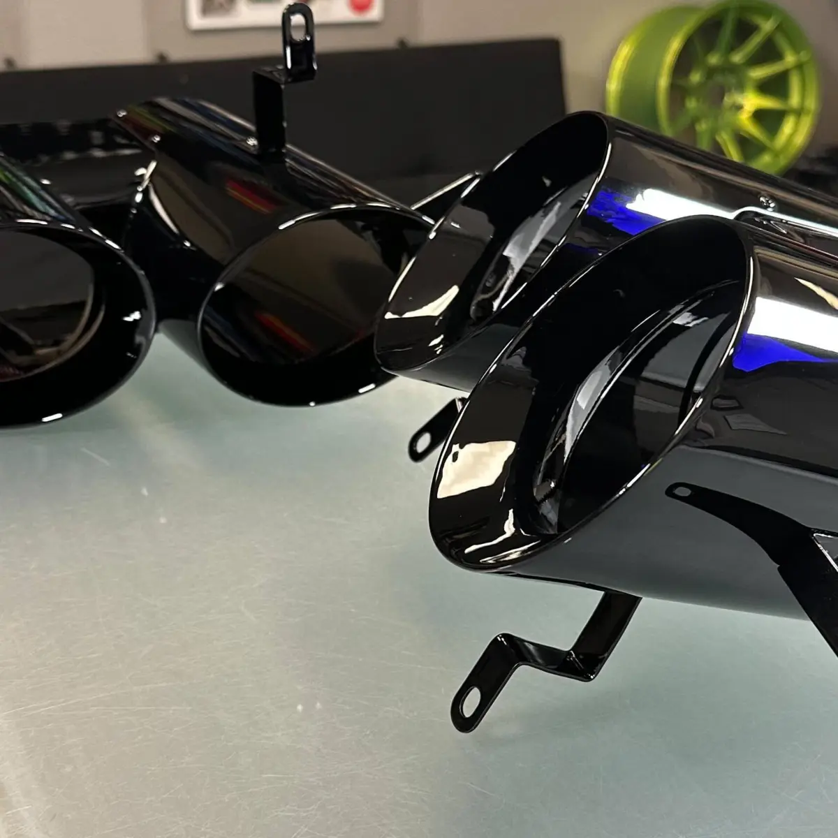 Exhaust tips powder coated Gloss Black