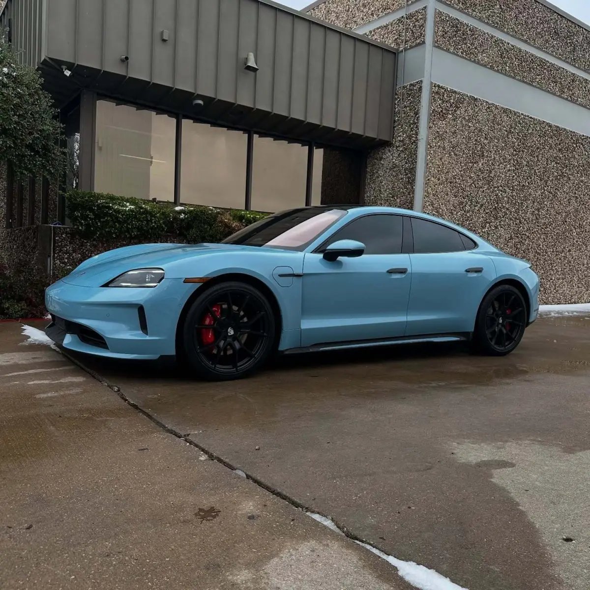 Porsche Taycan wheels powder coated Matt Black