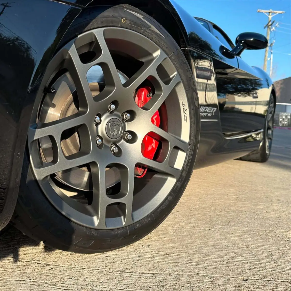 Dodge viper wheels powder coated Light Metallic Gunmetal with Satin Clear
