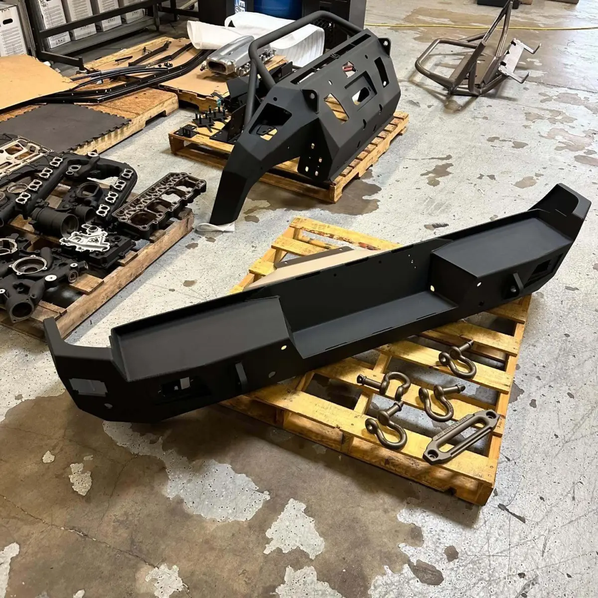 Bumpers sandblasted and powder coated with Zinc Primer and Super Durable Texture Black