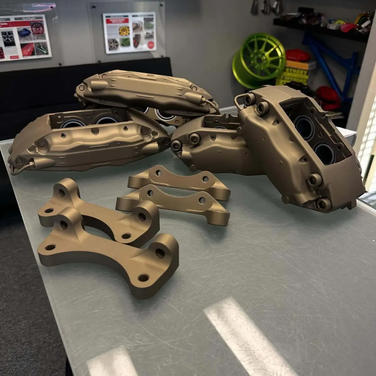 BMW Brake calipers refinished in Burnt Bronze Cerakote