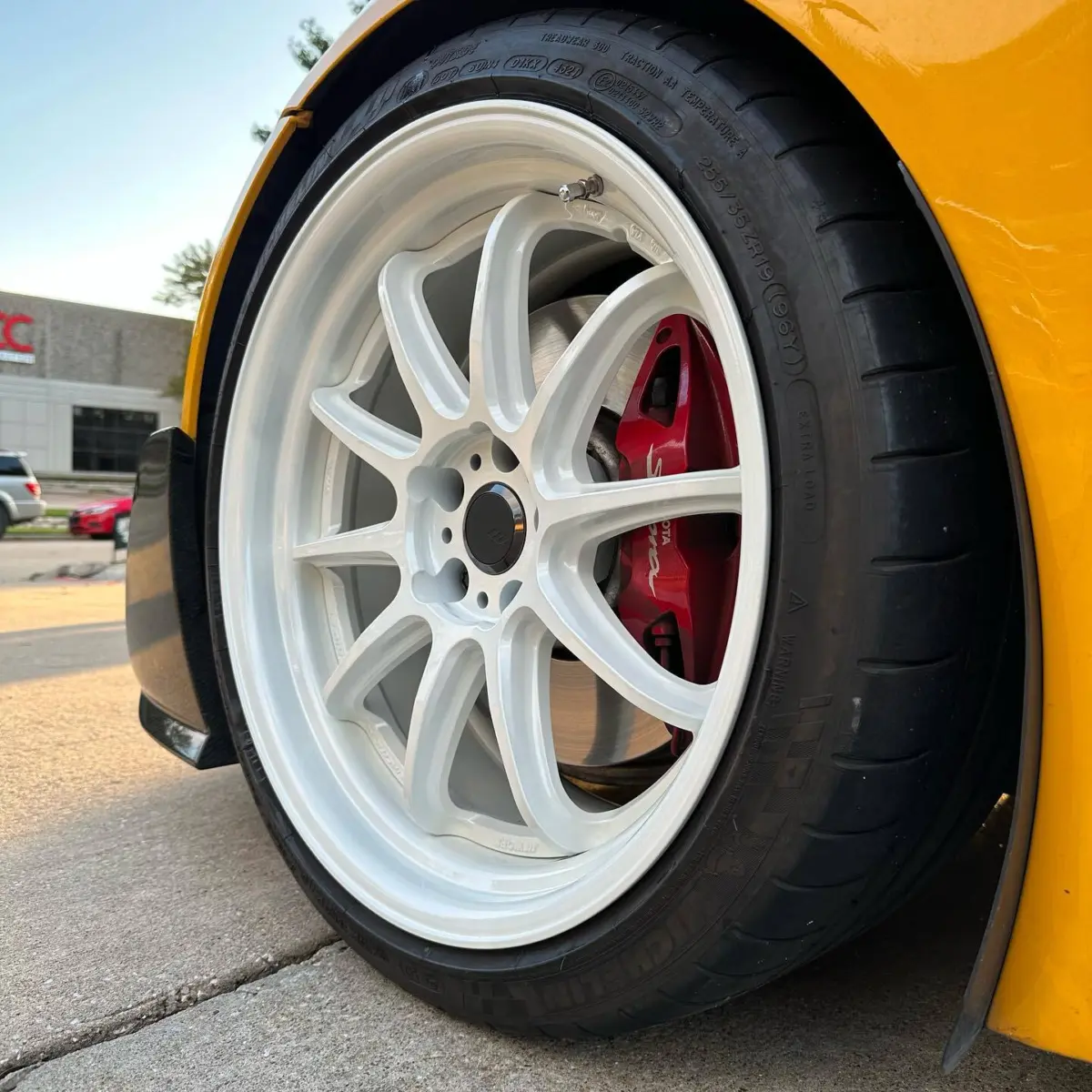 Toyota Supra wheels refinished in Pearl White with High Gloss Clear