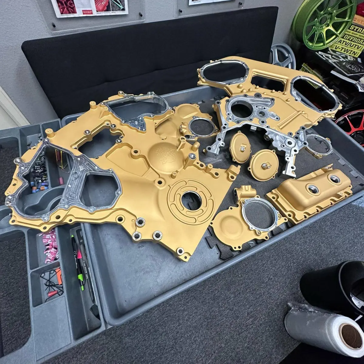 Cerakote Gold on a set of GT-R engine cases