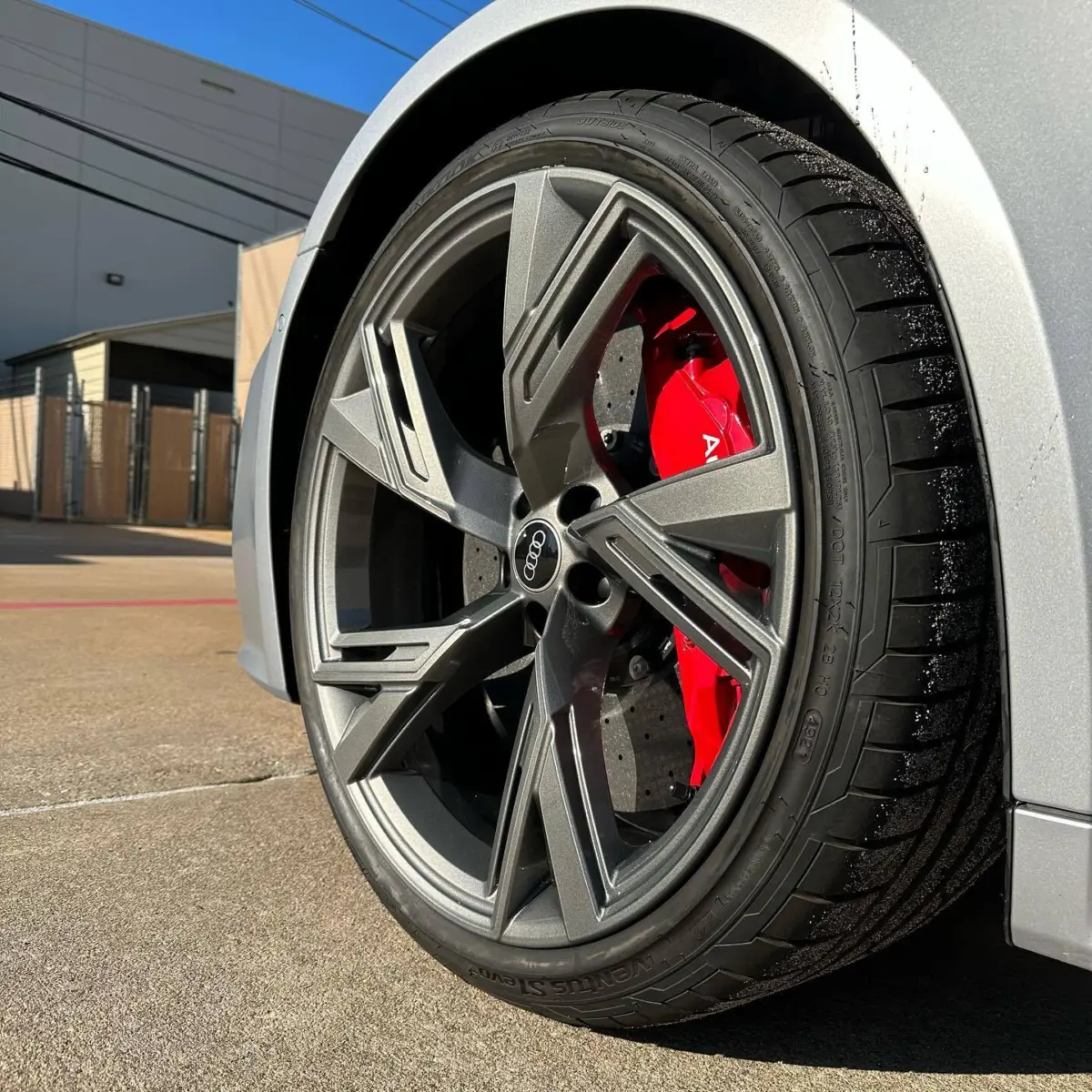 Audi wheels refinished in our Dark Metallic Gunmetal with High Gloss clear