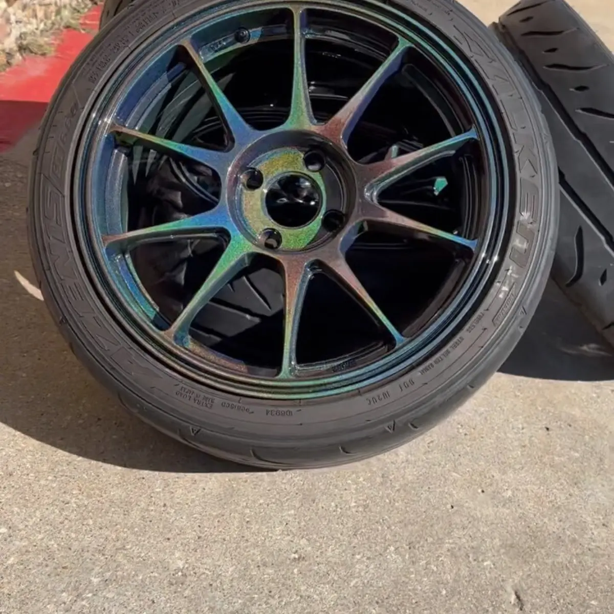 Wheels refinished in @prismaticpowders Prismatic Universe