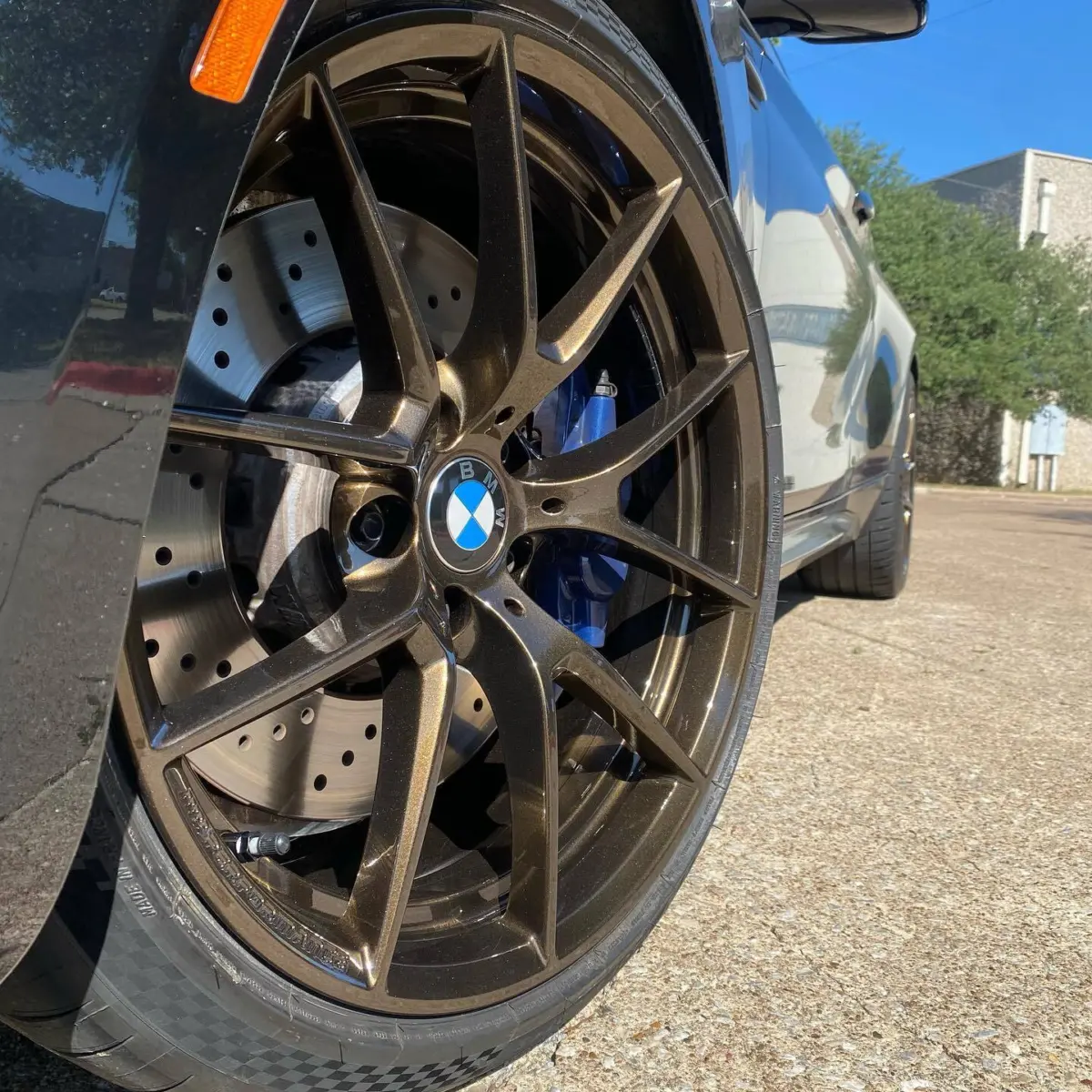 BMW M2 wheels refinished in a Metallic Bronze with High Gloss Clear