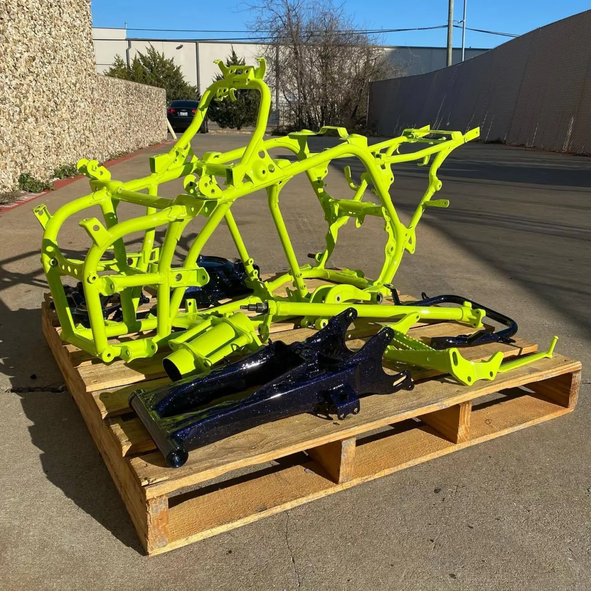Banshee parts refinished in Chartreuse Sherbert and Chameleon Violet