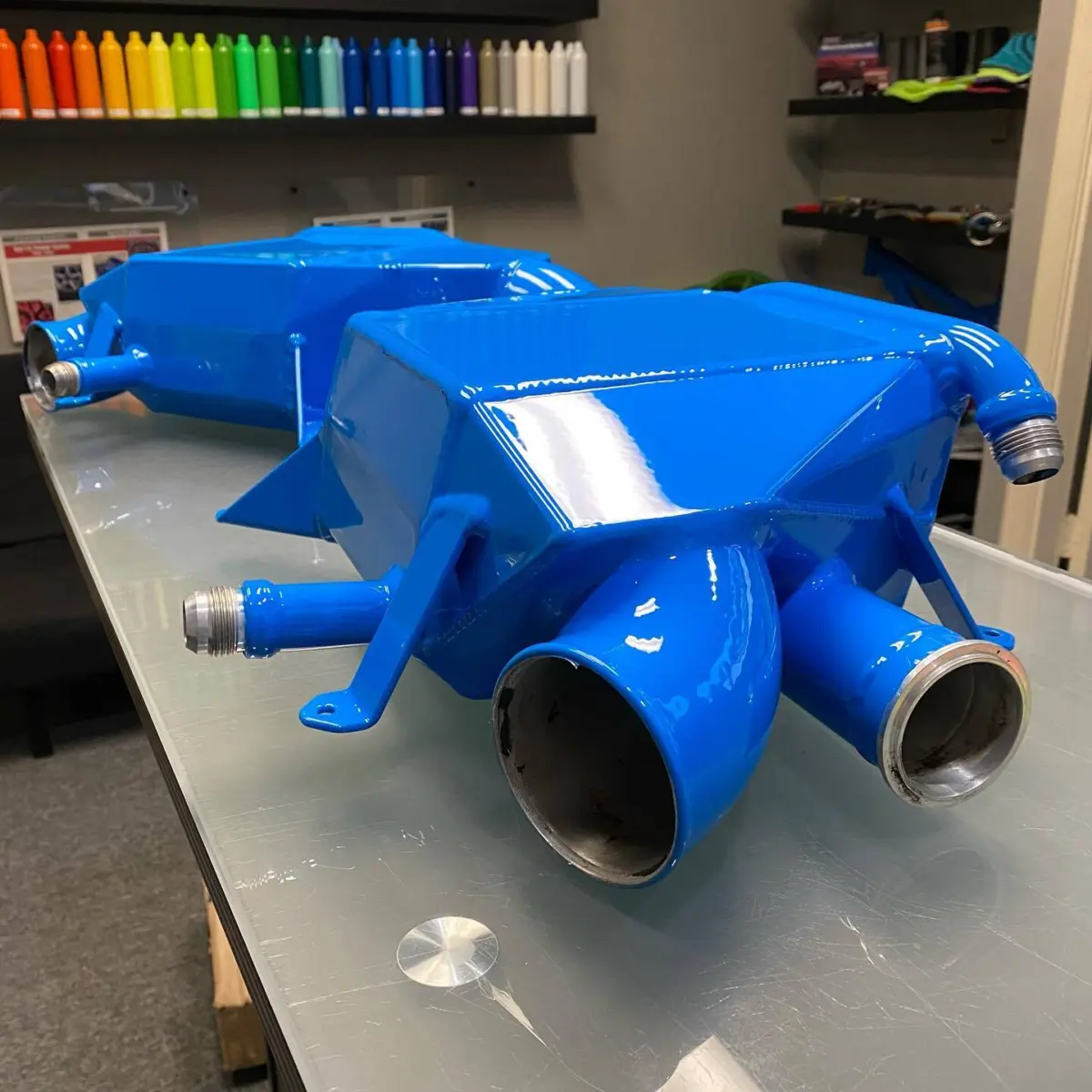 Intercoolers refinished in playboy blue for @jotechmotorsports