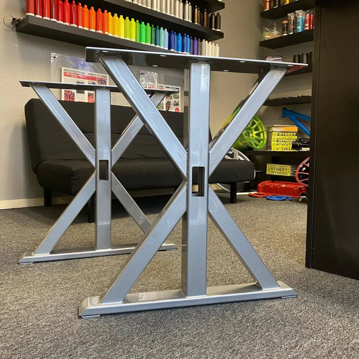 Table ends refinished with Kromezone and High Gloss Clear