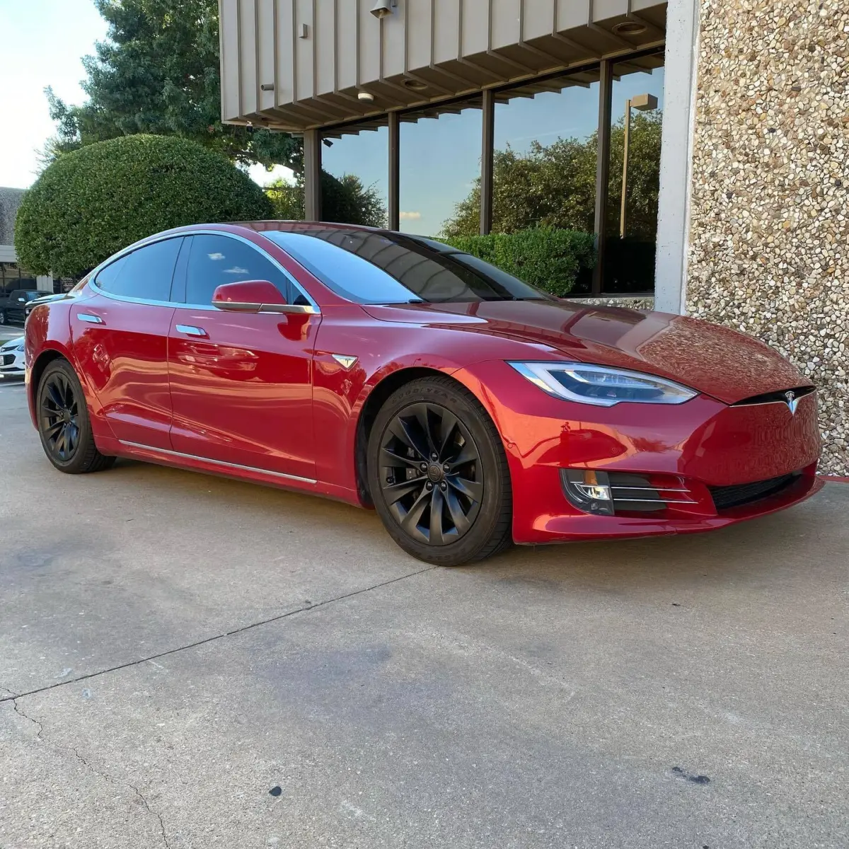 Tesla Model S wheels refinished in Matte Black