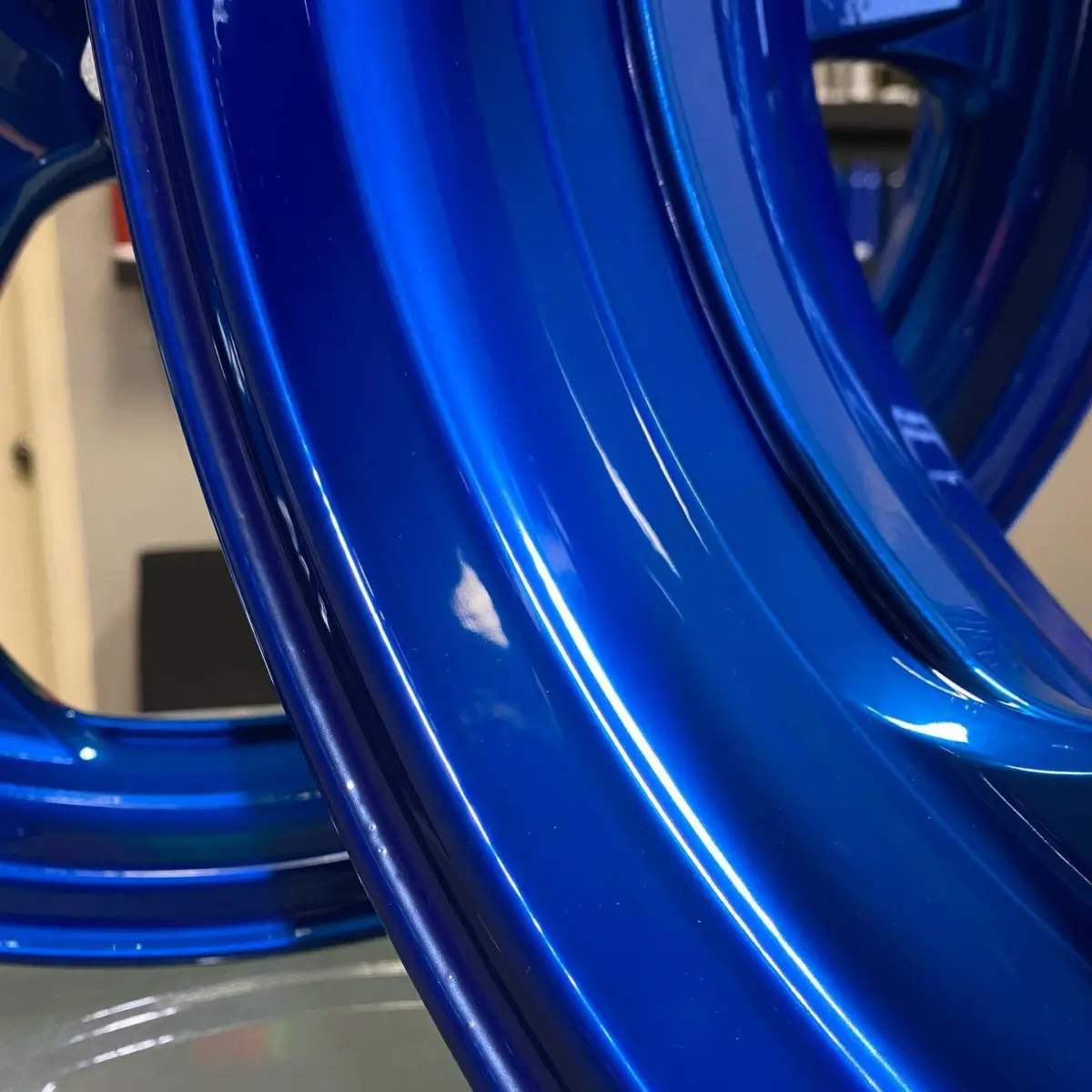Honda CBR 1000rr wheels refinished in Peeka Blue with new @allballsracing wheel bearings installed in-house