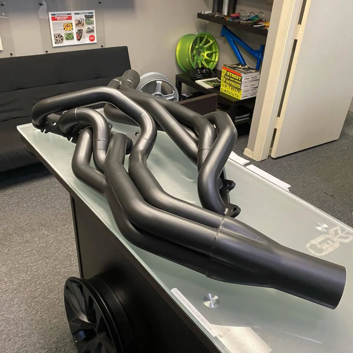 Headers refinished in Glacier Black High-temp Cerakote