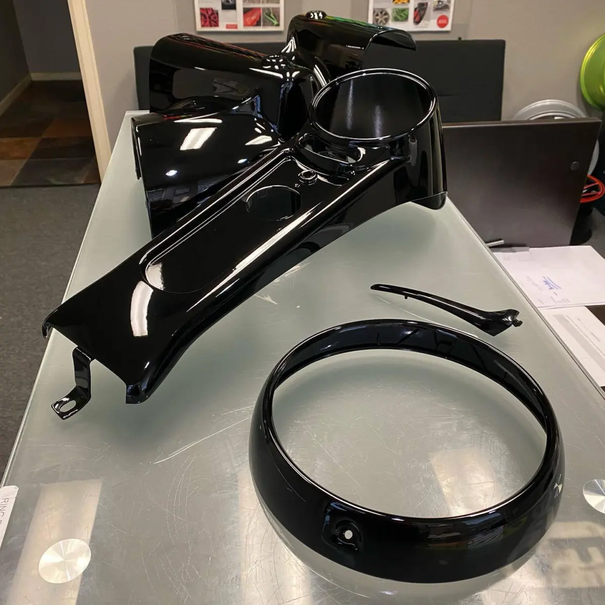 Harley parts refinished in Wet Black