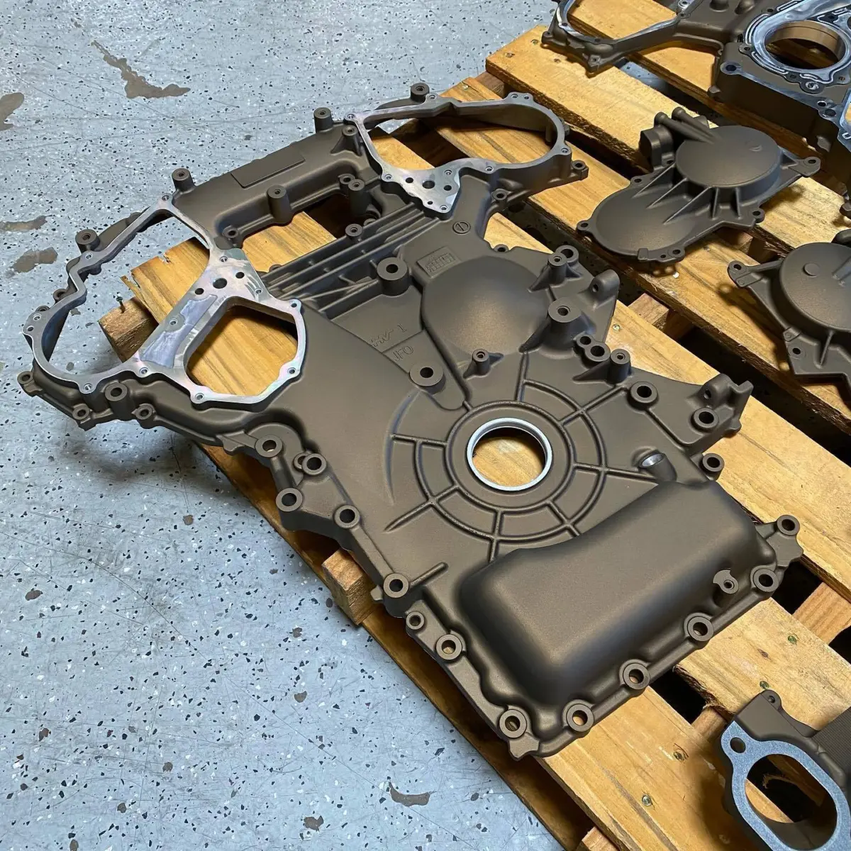 GT-R engine components refinished in Burnt Bronze Cerakote for @jotechmotorsports