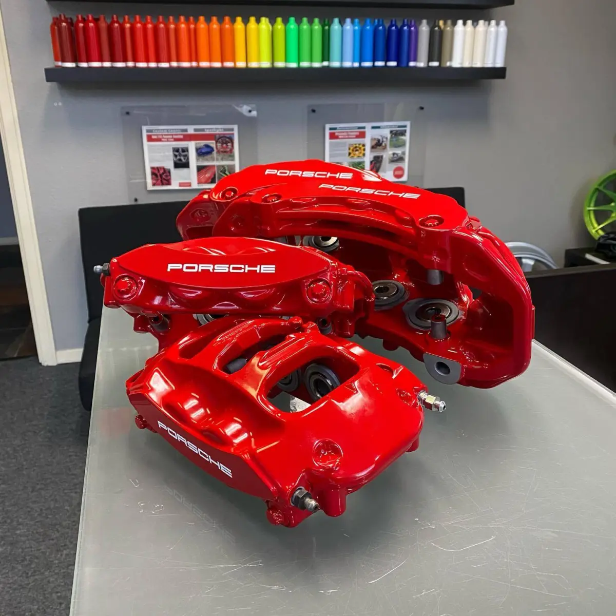 Porsche Panamera in for powder coated brake calipers