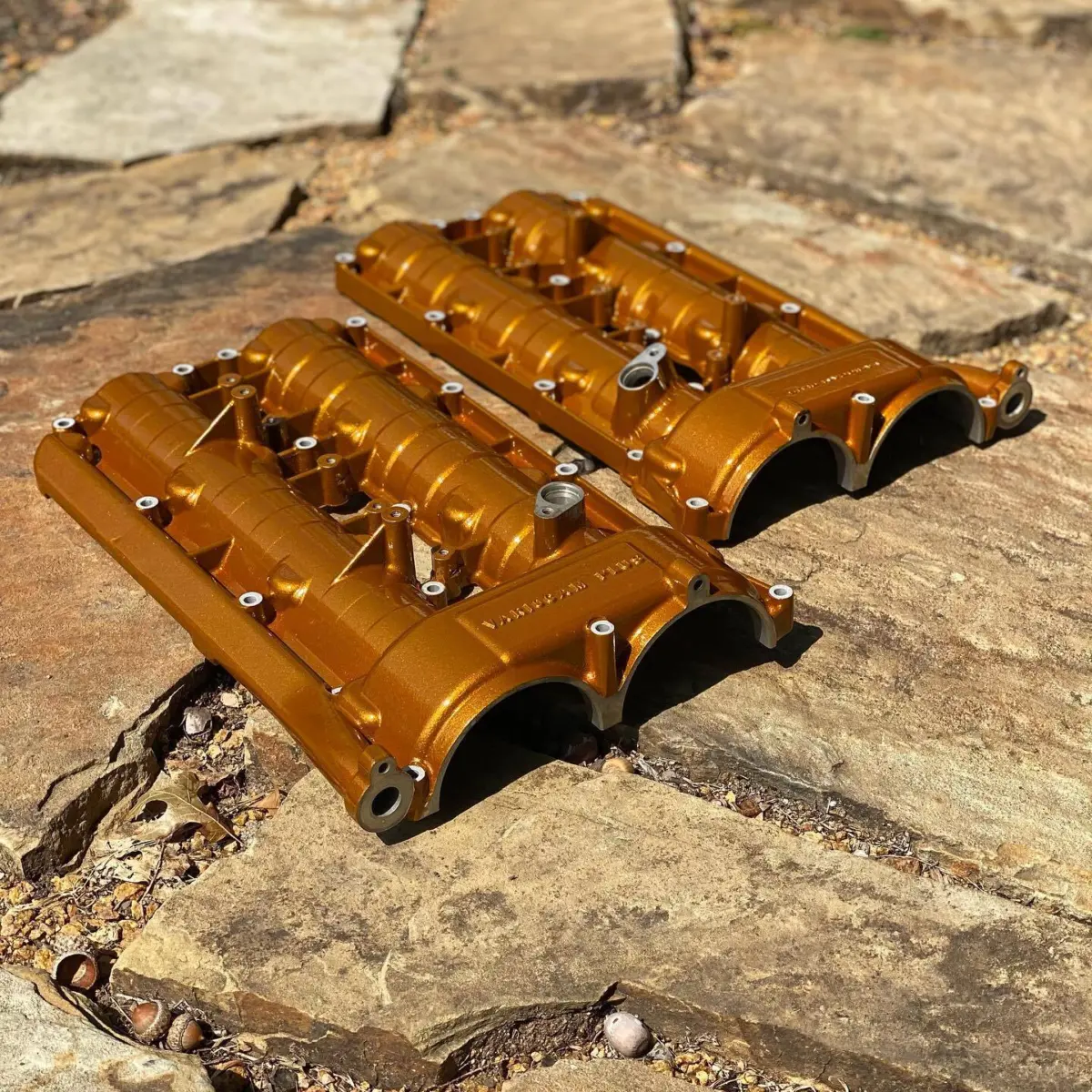 Porsche valve covers refinished in Illusion Spanish Fly