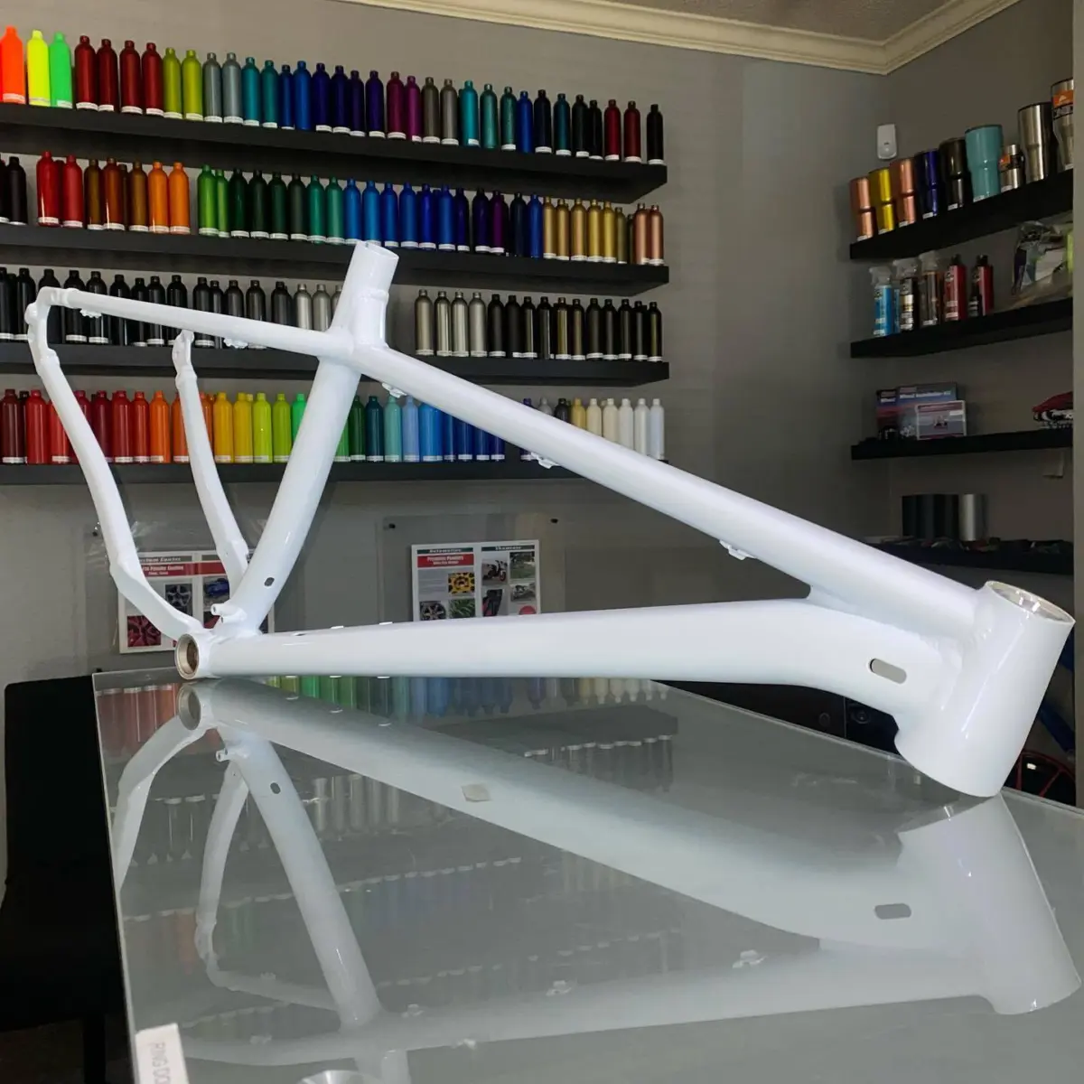 Mountain bike frame refinished in Pearlized Violet