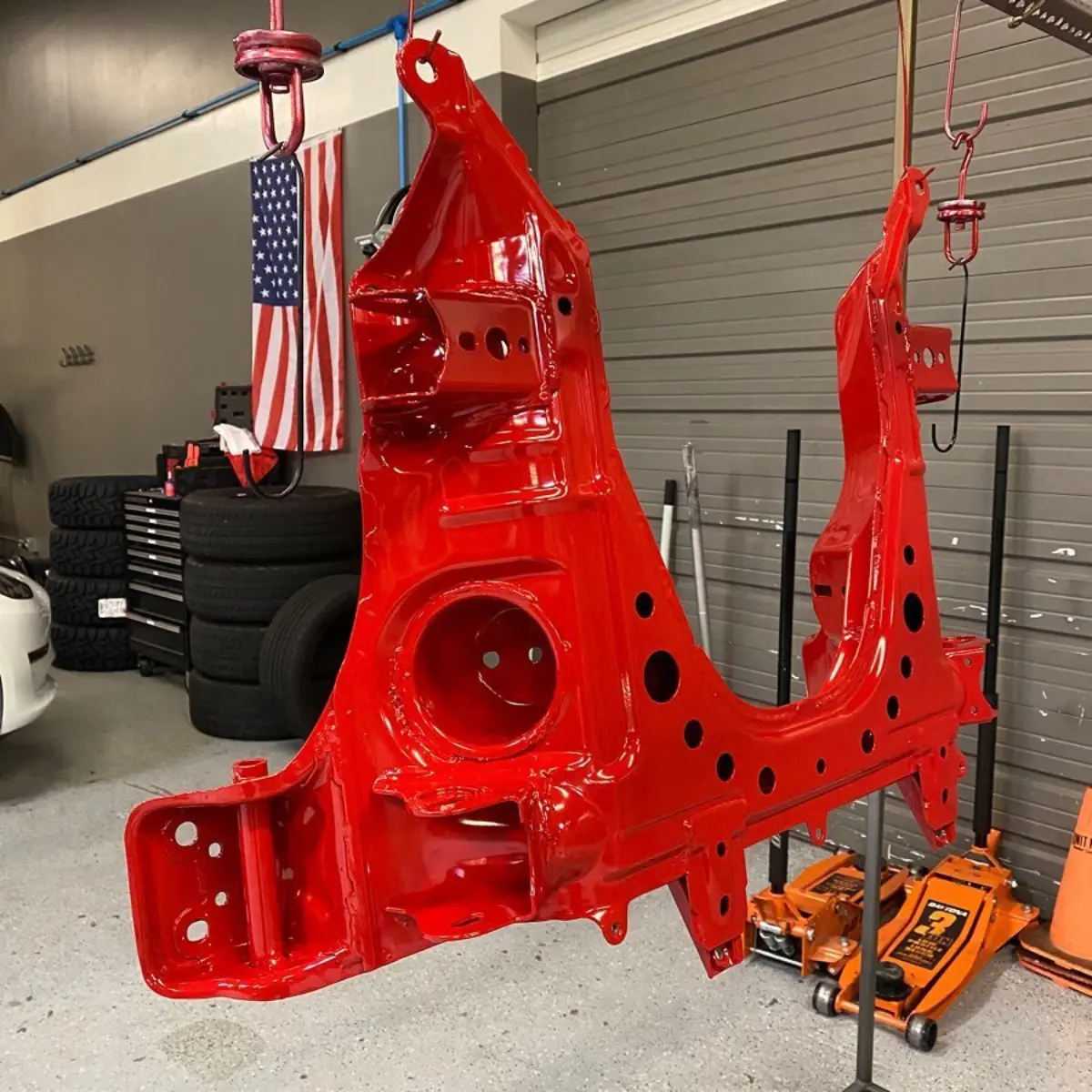 Mazda Miata subframes refinished in Richard Red