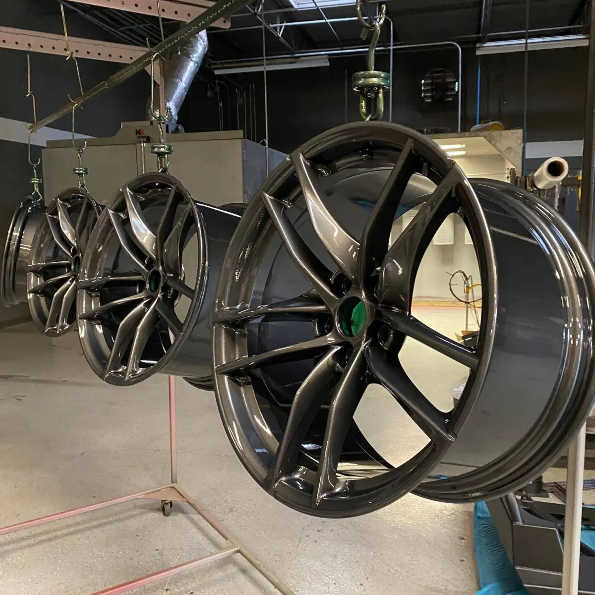 Wheels for a Toyota Supra refinished in a Dark Metallic Gunmetal