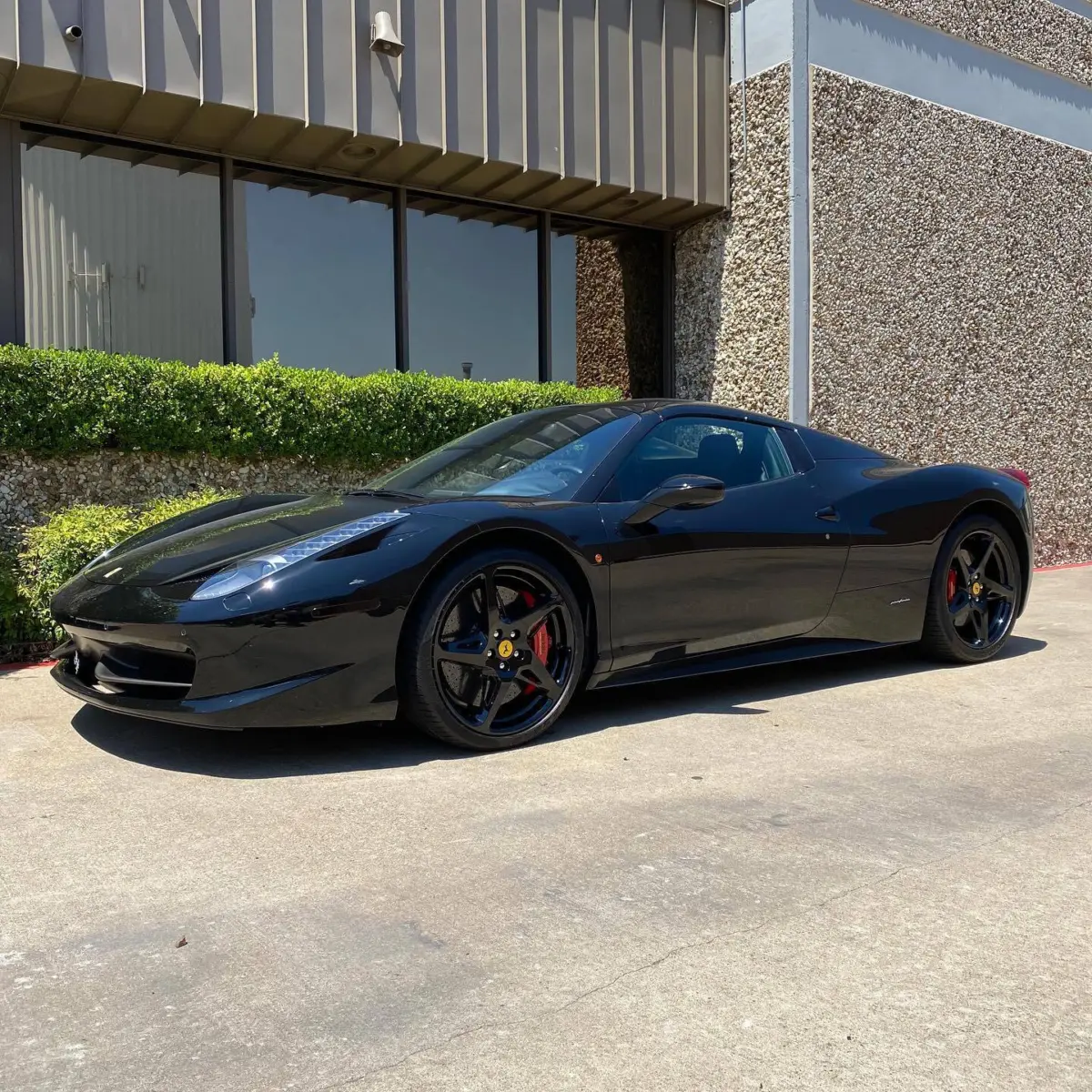 Ferrari 458 Spider wheels refinished in Wet Black