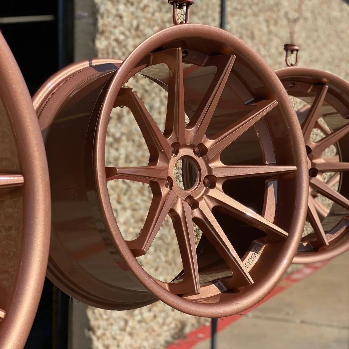 Wheels refinished in a metallic Rose Gold