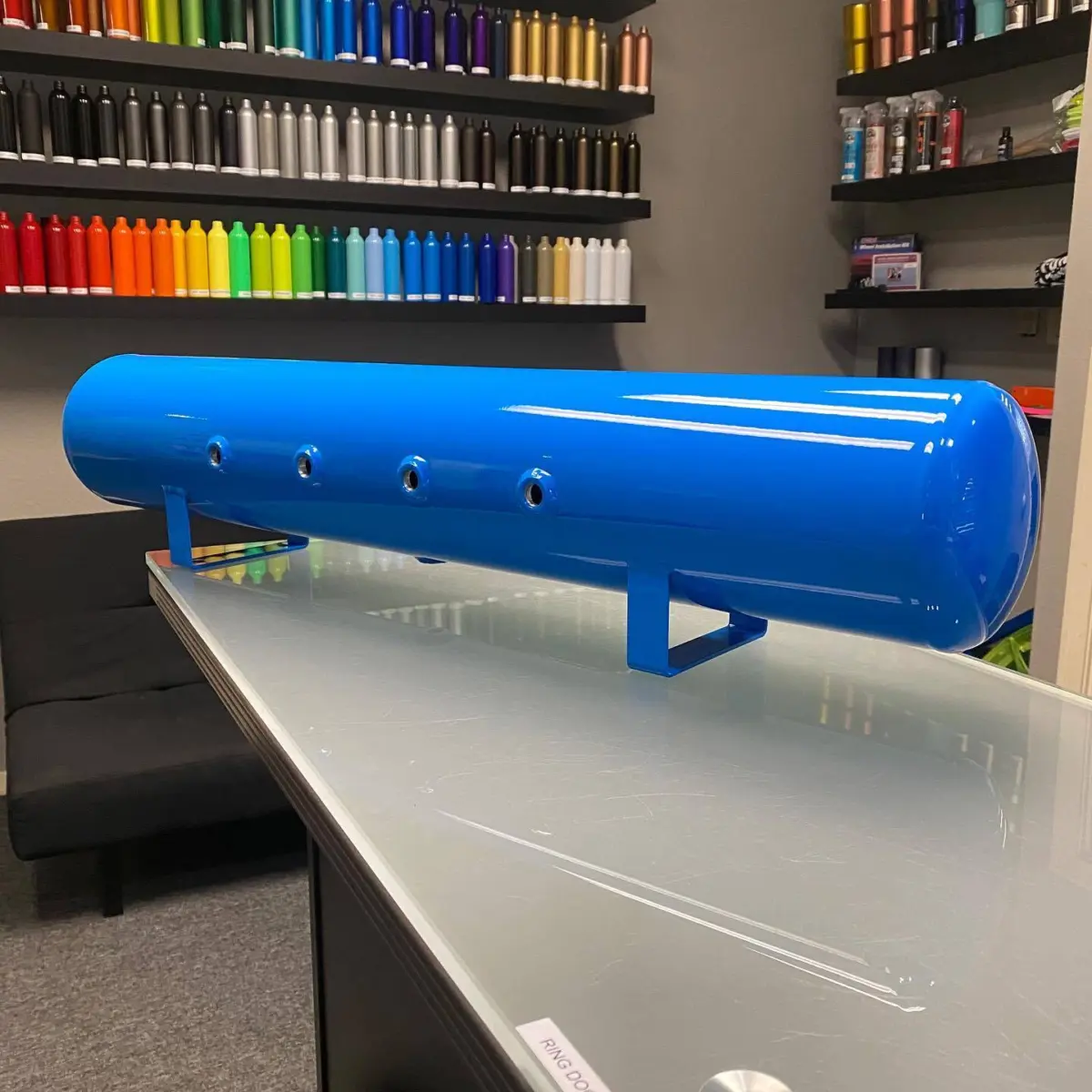 Air tank refinished in Playboy Blue with High Gloss Clear @sachin_werks