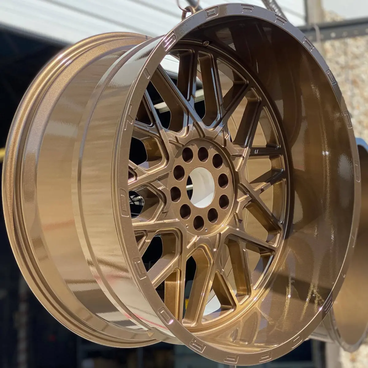 TIS off-road wheels refinished in a Golden Metallic Bronze for @completecustomsllc