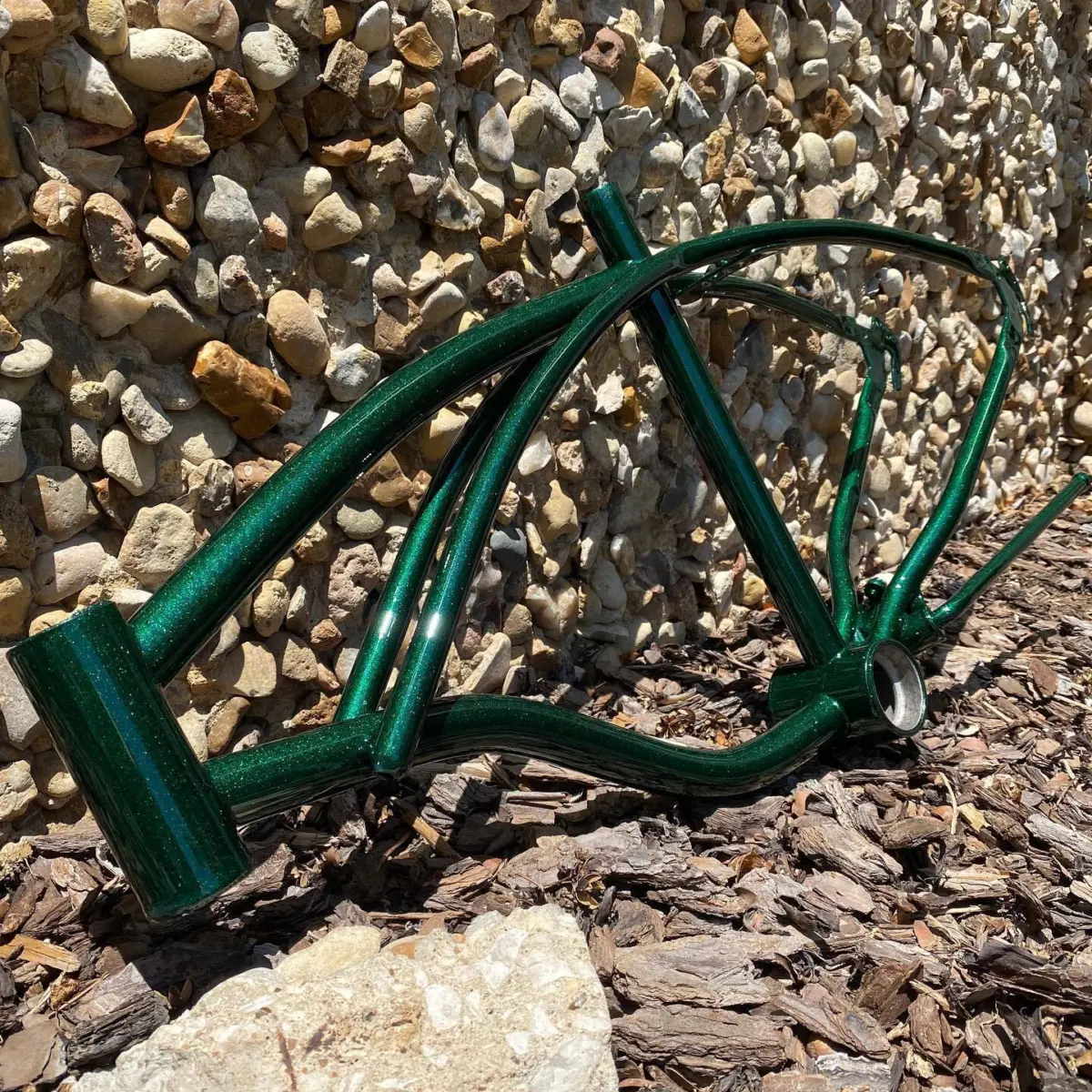 Bicycle frame refinished in Illusion Green