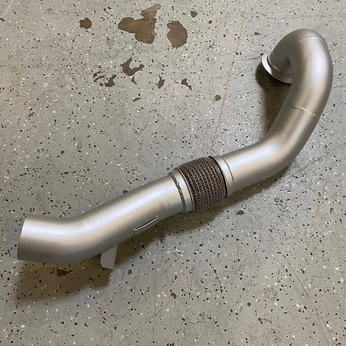 Downpipe refinished in Glacier Silver Cerakote High Temp, rated up to 2000 degrees