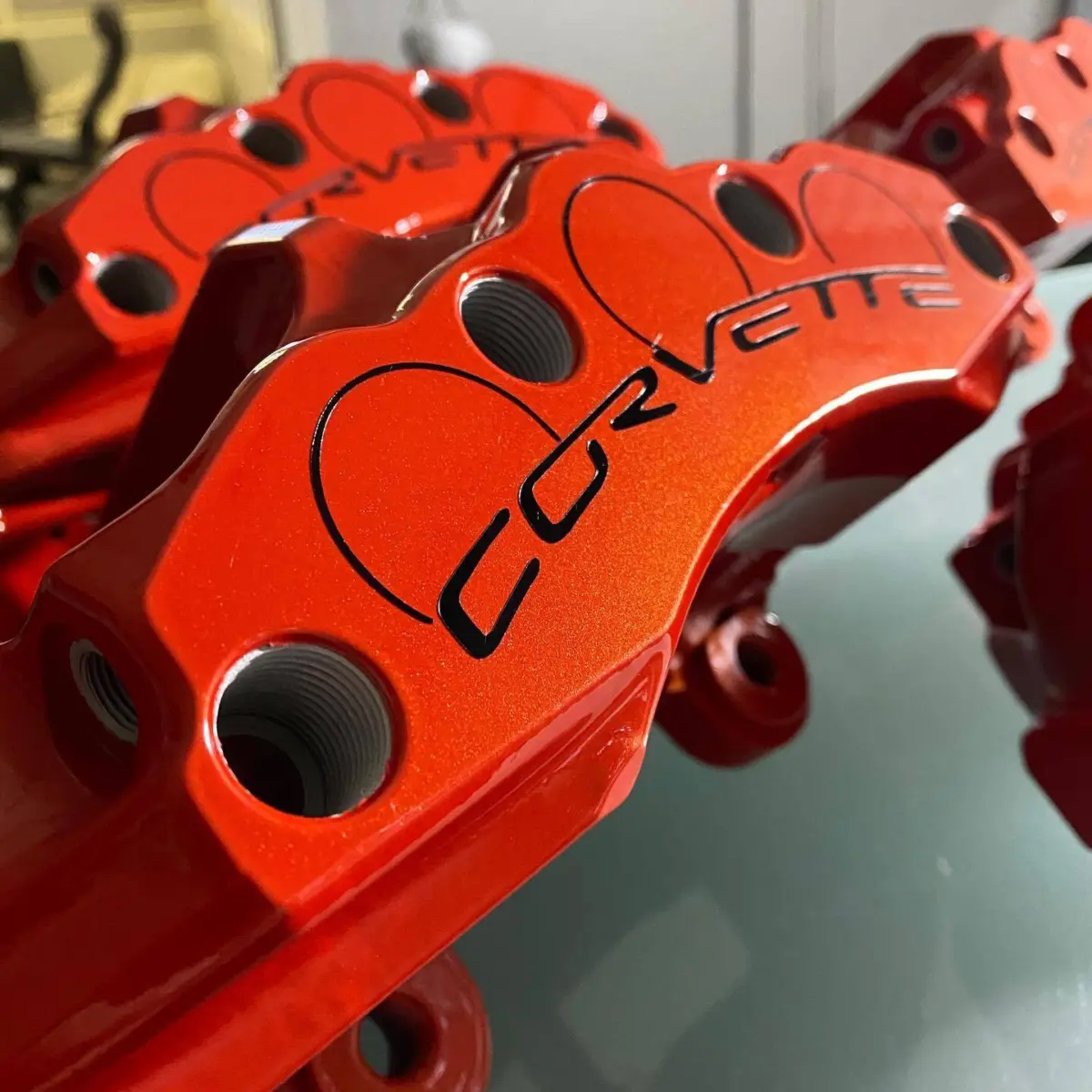 Corvette Grand Sport brake calipers rebuilt and refinished in Fire Orange. Thanks for the referral @the_detail_lab_tx