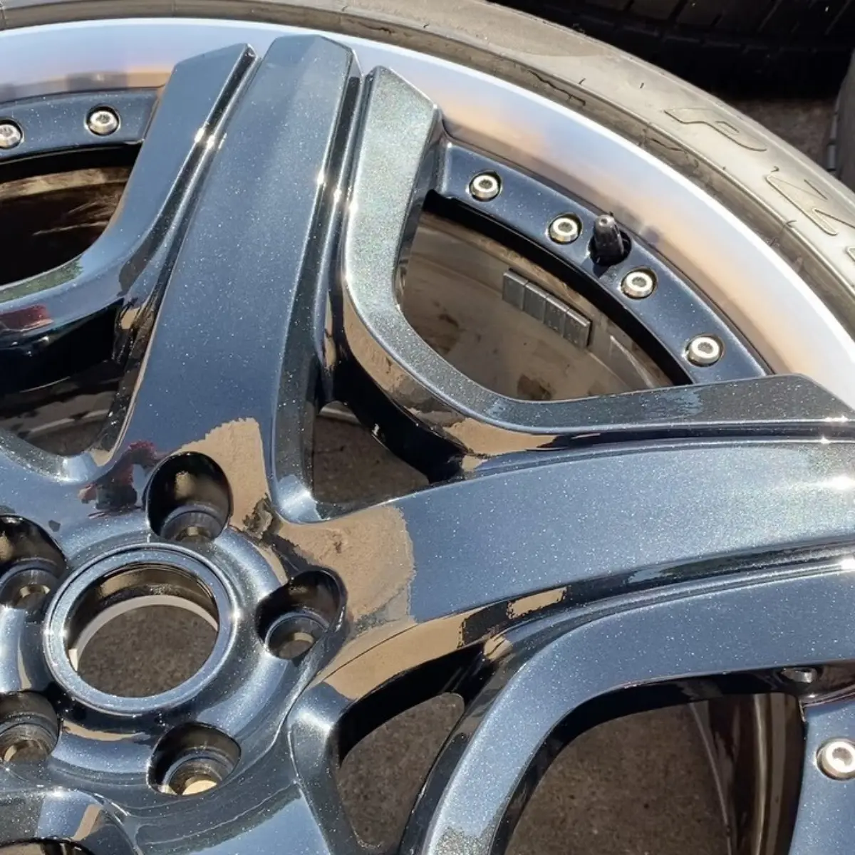 21” Bentley BBS split wheel faces refinished in Black Metallic
