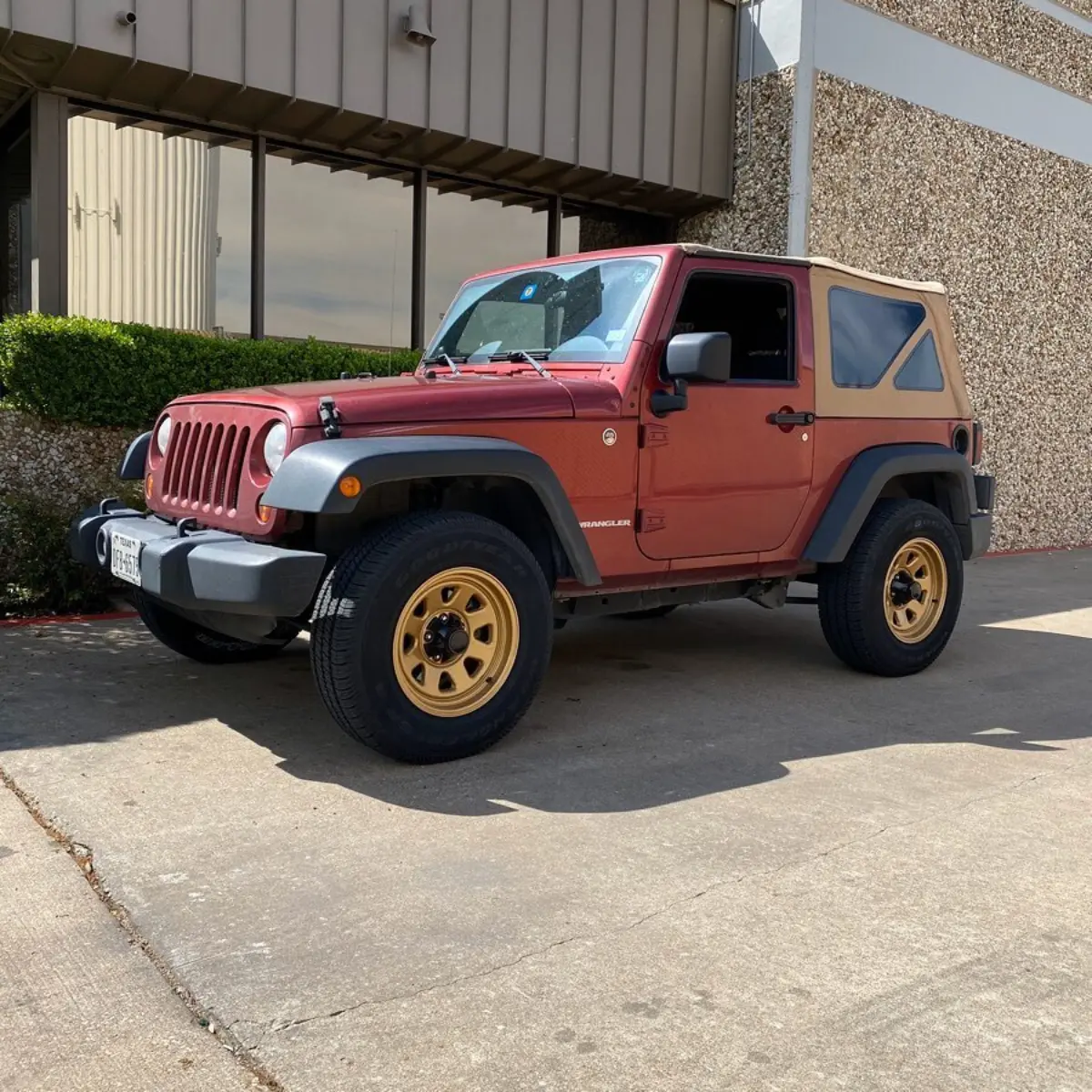 Quadratec CJ Retro Alloy wheels refinished in Prismatic Gold. Wrapped in new Goodyear Wrangler tires along with new TPMS sensors