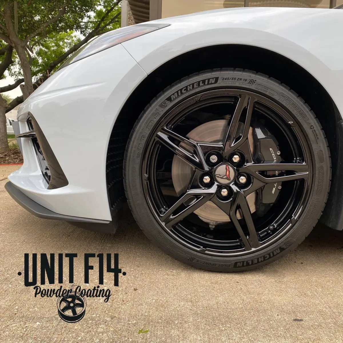 2020 Corvette C8 wheels refinished in Wet Black