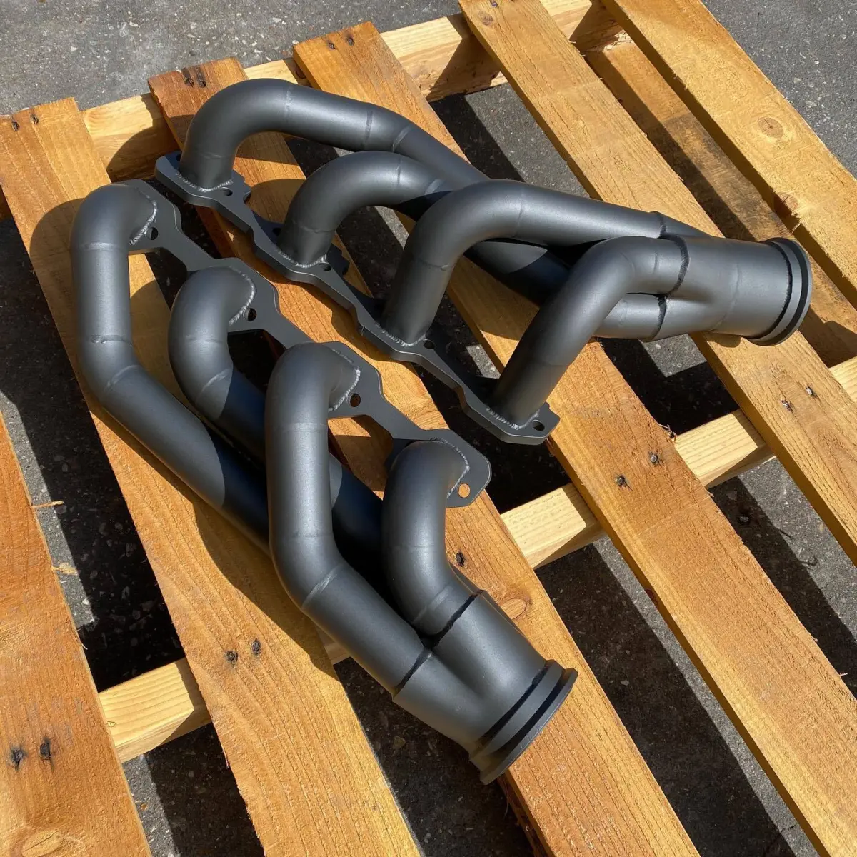 Headers refinished in Cerakote High Temp, 90/10 black/silver mix