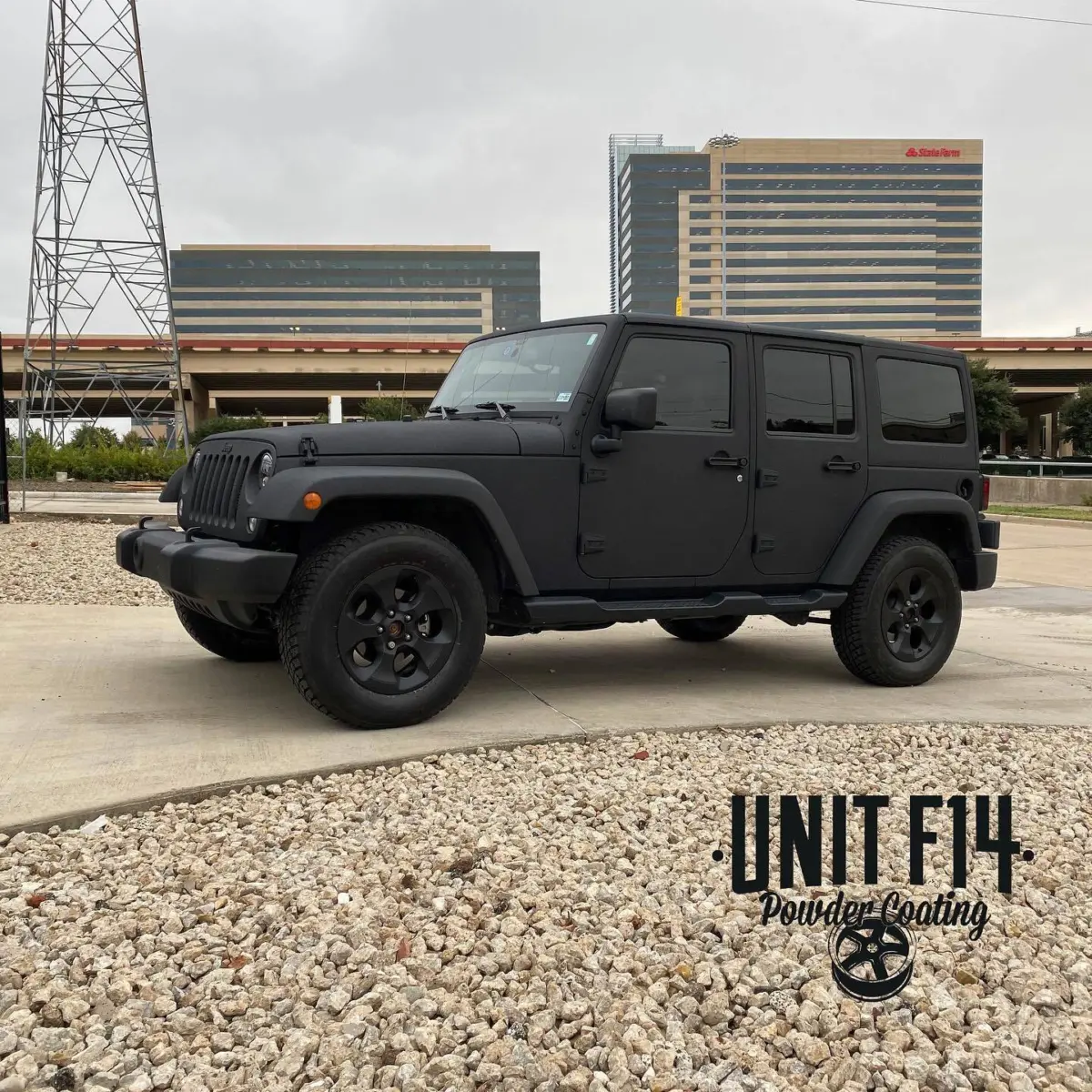Jeep Wrangler Unlimited wheels refinished in Matte Black