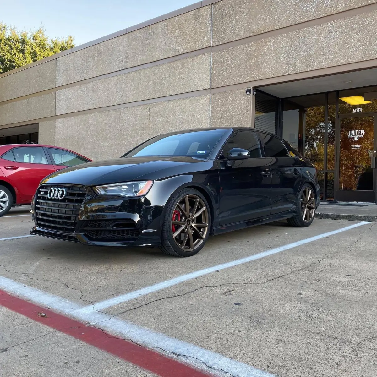 Audi S3 wheels refinished in a Satin Golden Bronze