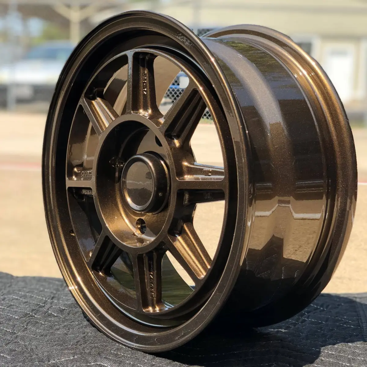15” wheels refinished in Bronze Chrome
