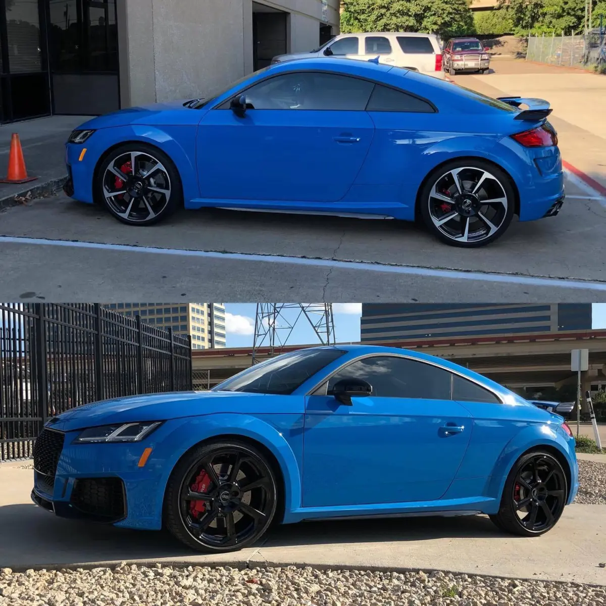 Audi TT RS wheels refinished sun Wet Black for @w.scott.mcintosh
