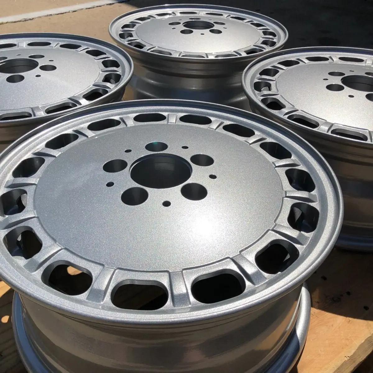 Wheels refinished in Class A Silver with High Gloss Clear