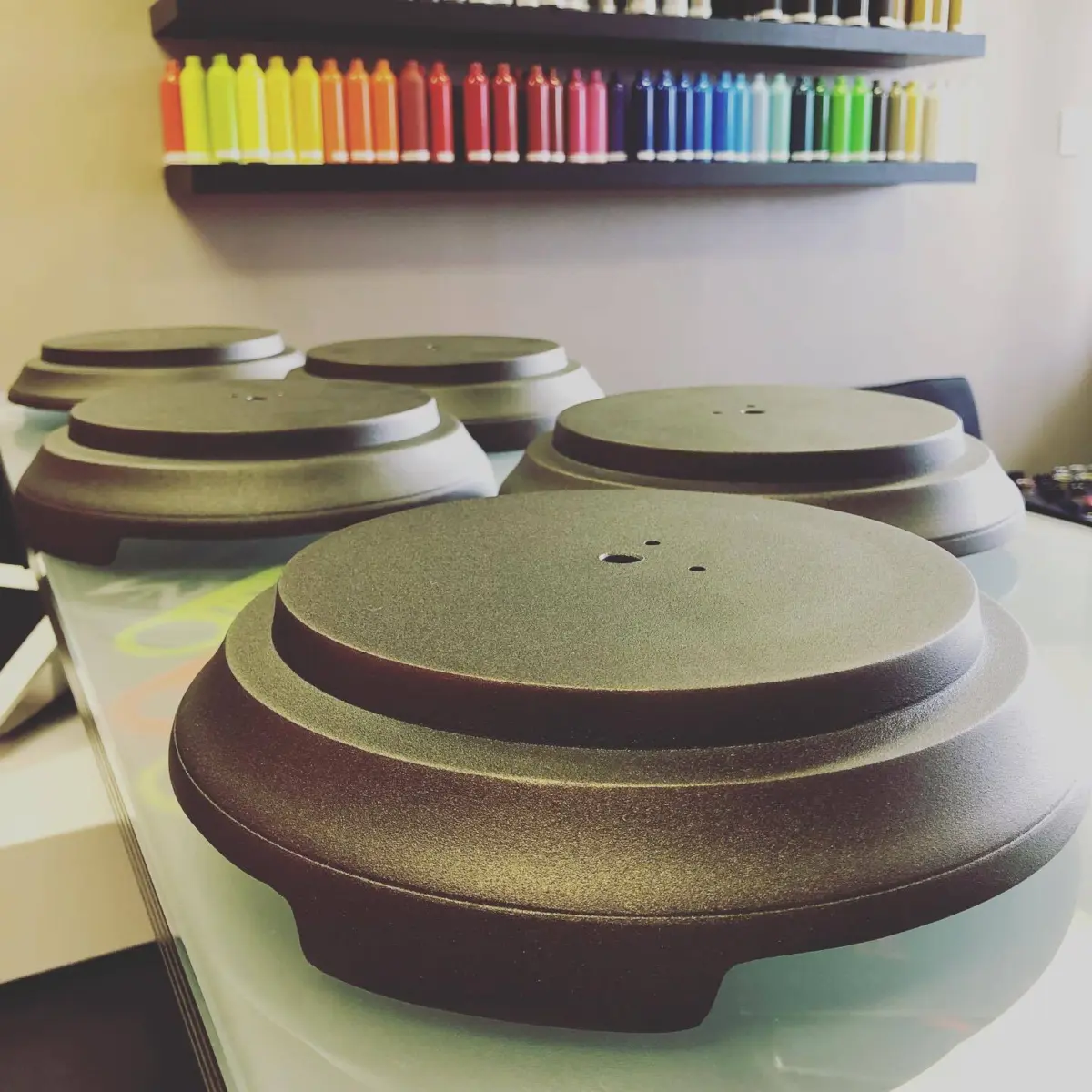 Lamp bases refinished in oil rubbed bronze for @skinnyboyarts. These were used as bases for his butterfly skulls. Check him out for all sorts of unique art and oddities