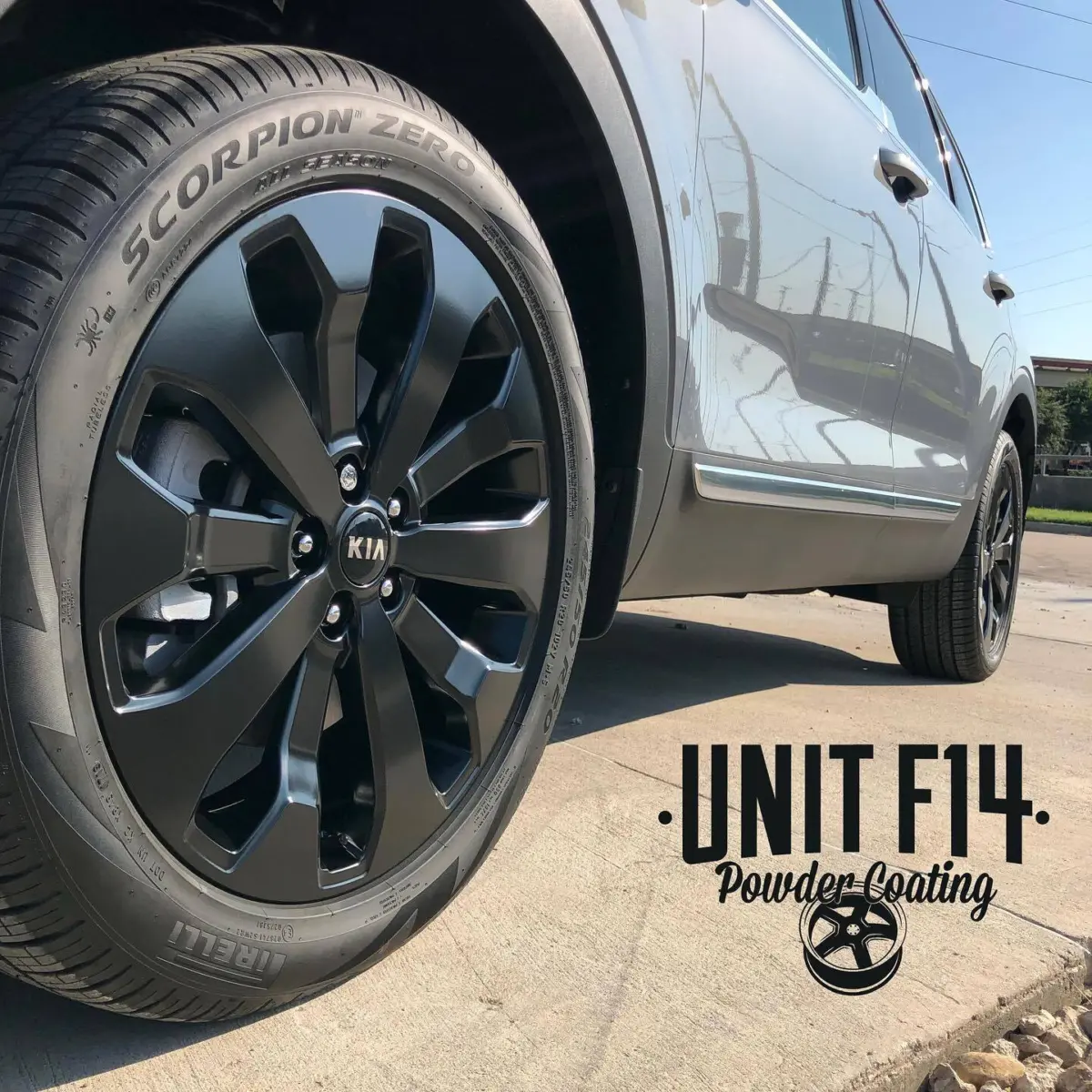 Kia Telluride wheels refinished in Semigloss Black