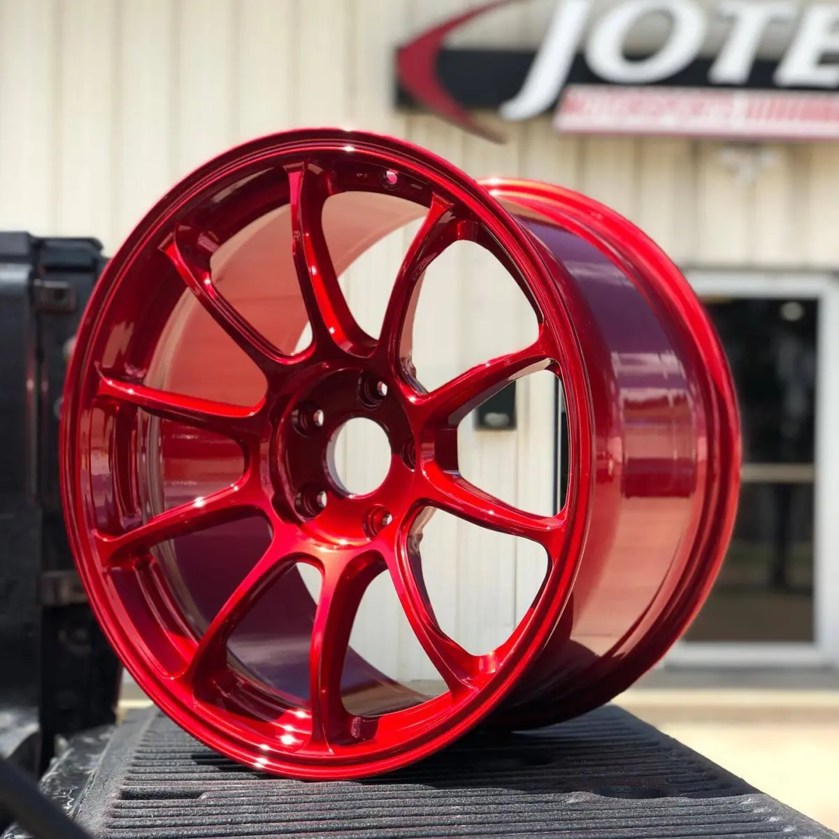 Candy red for this set of Volk Racing wheels