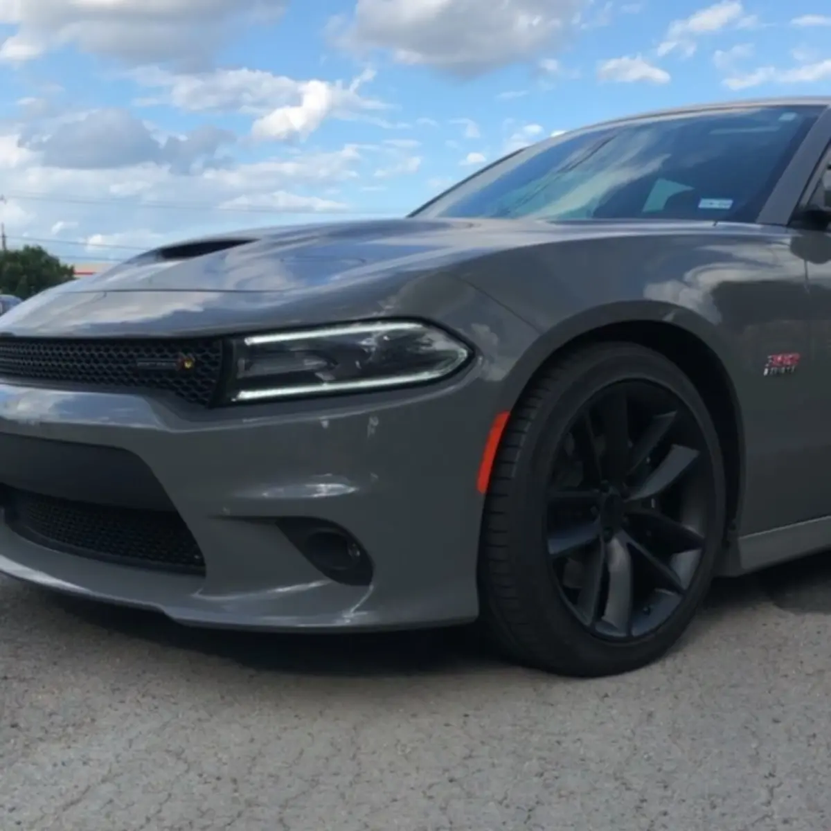 2017 Dodge Charger Scat Pack wheels refinished in Matte Black