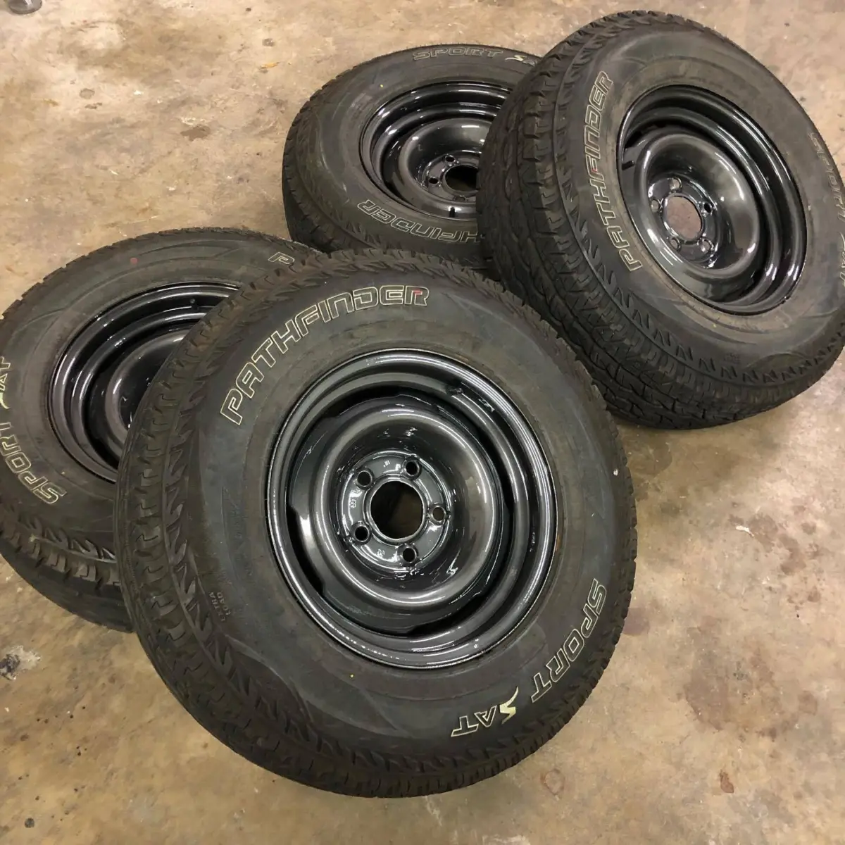 Steel wheels refinished in a Dark Metallic Gunmetal