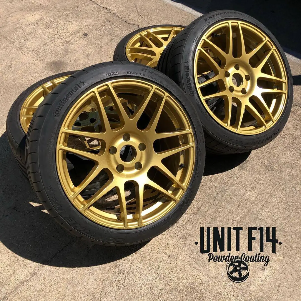 Forgestar F14 wheels refinished in Metallic Gold