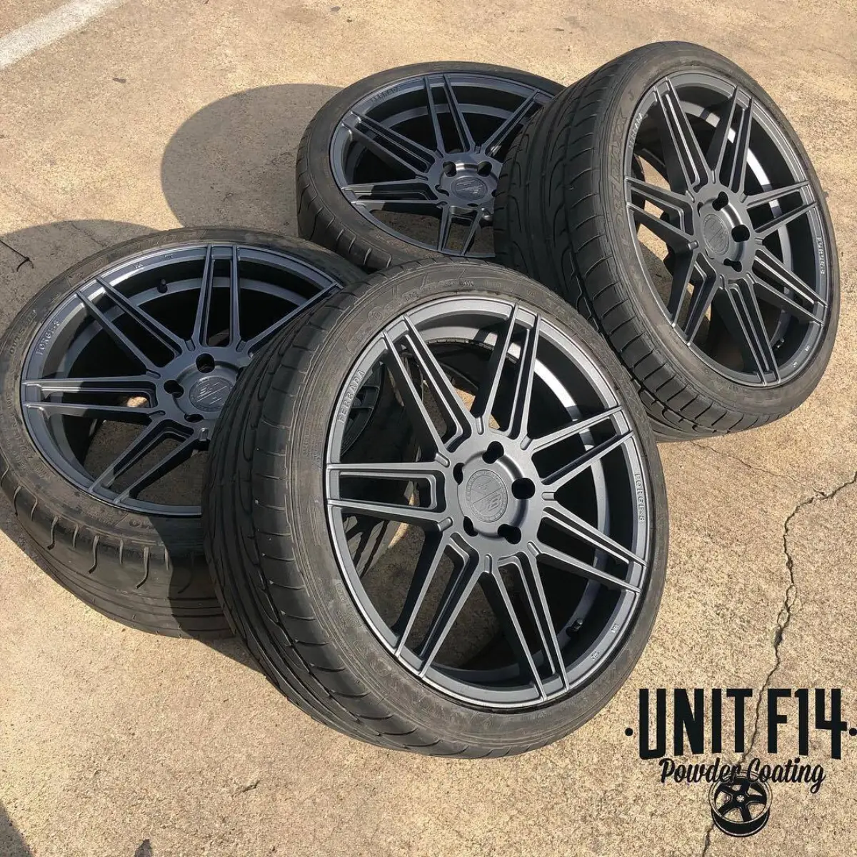 Ferrada F8 wheels refinished in a Satin Gunmetal