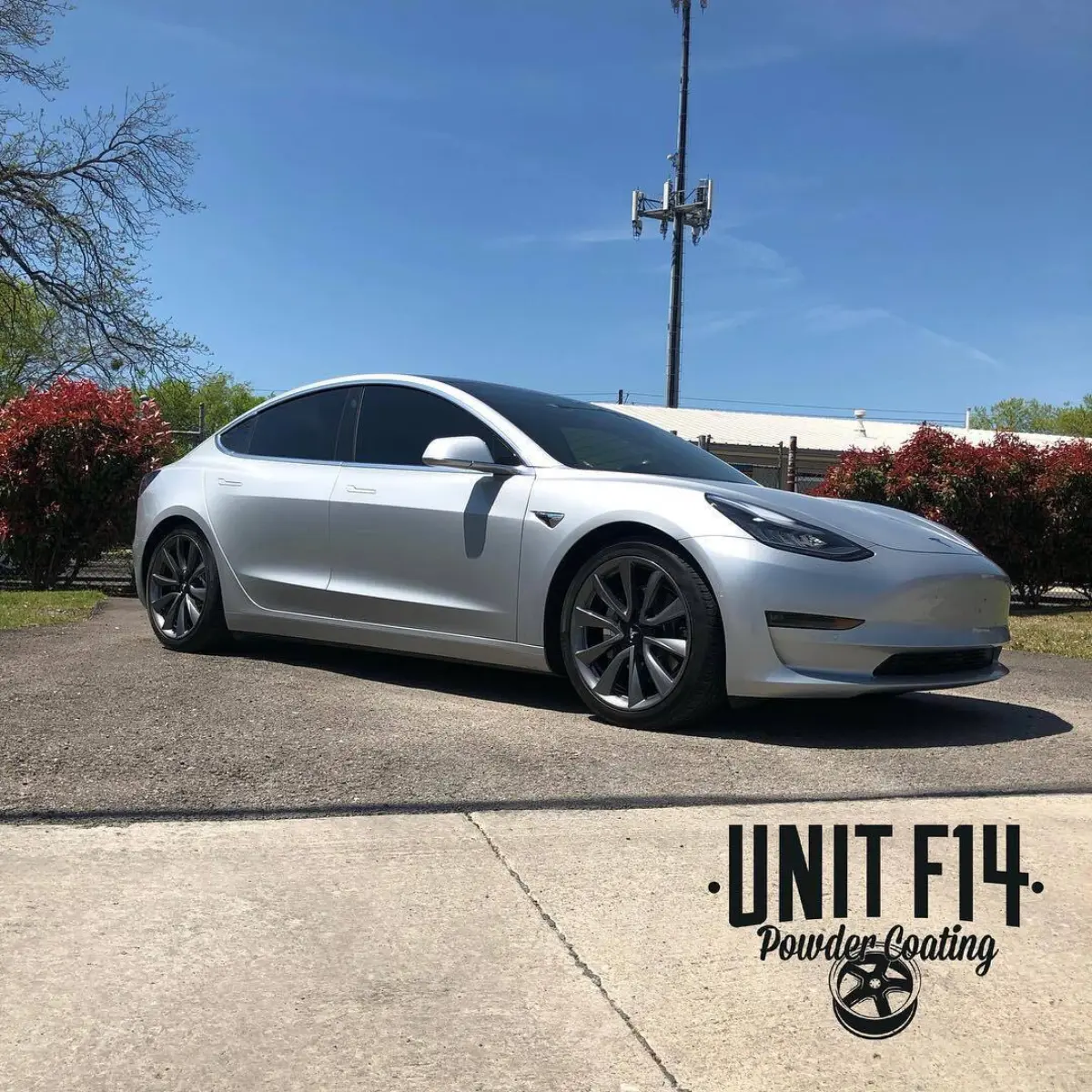 Tesla Model 3 refinished in a Light Metallic Gunmetal with High Gloss Clear